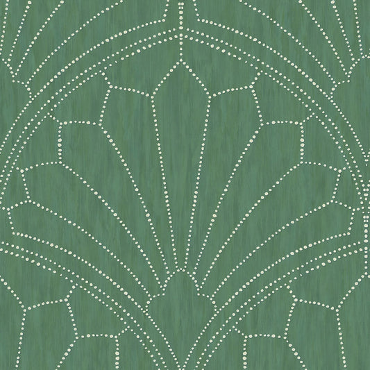 Seabrook Designs Boho Rhapsody Scallop Medallion Geometric Bohemian Green Matte Sidewall - RY31504