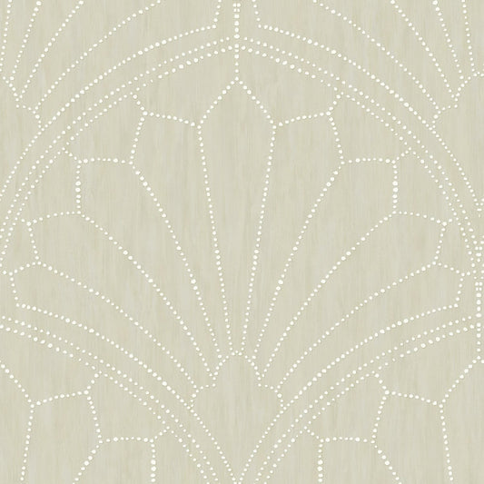 Seabrook Designs Boho Rhapsody Scallop Medallion Geometric Bohemian Beige Matte Sidewall - RY31505