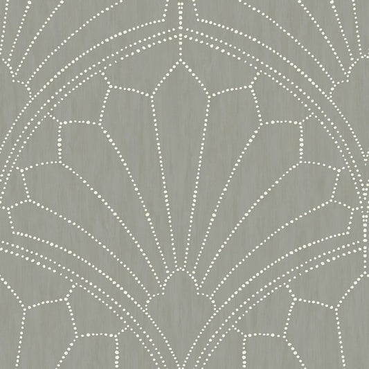 Seabrook Designs Boho Rhapsody Scallop Medallion Geometric Bohemian Grey Matte Sidewall - RY31515