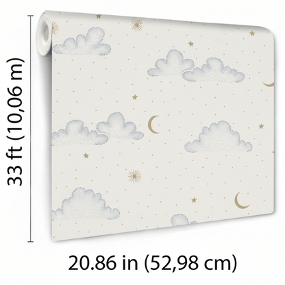 VEER DECOR Moonlit Mist White Wallpaper Kids;,Nurseries Kids Rooms, Nurseries White  Wallpaper - VRSD01-73