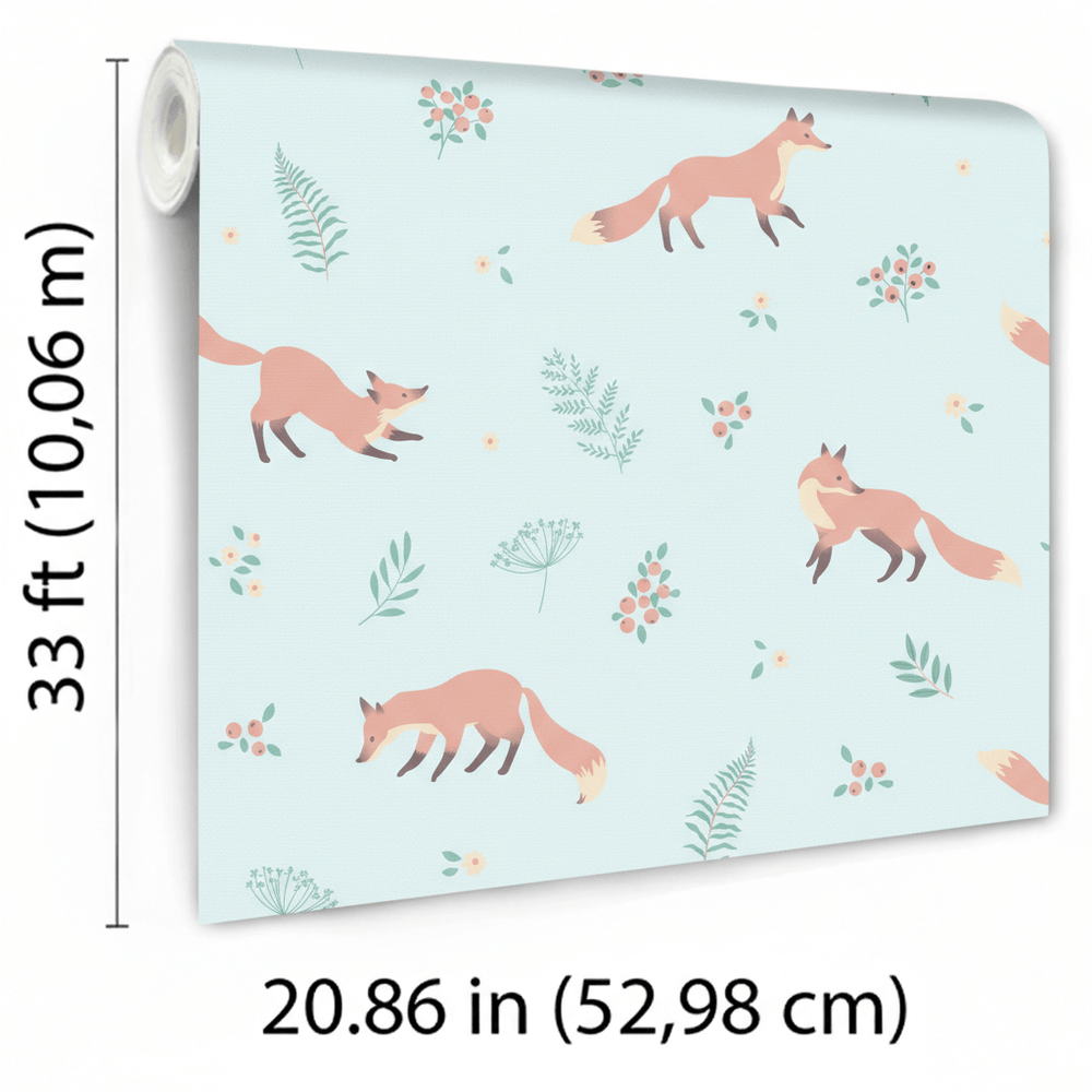 VEER DECOR Fox and Fern Green Wallpaper Kids;,Nurseries Kids Rooms, Nurseries Green  Wallpaper - VRSD04-64