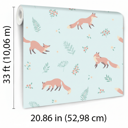 VEER DECOR Fox and Fern Green Wallpaper Kids;,Nurseries Kids Rooms, Nurseries Green  Wallpaper - VRSD04-64