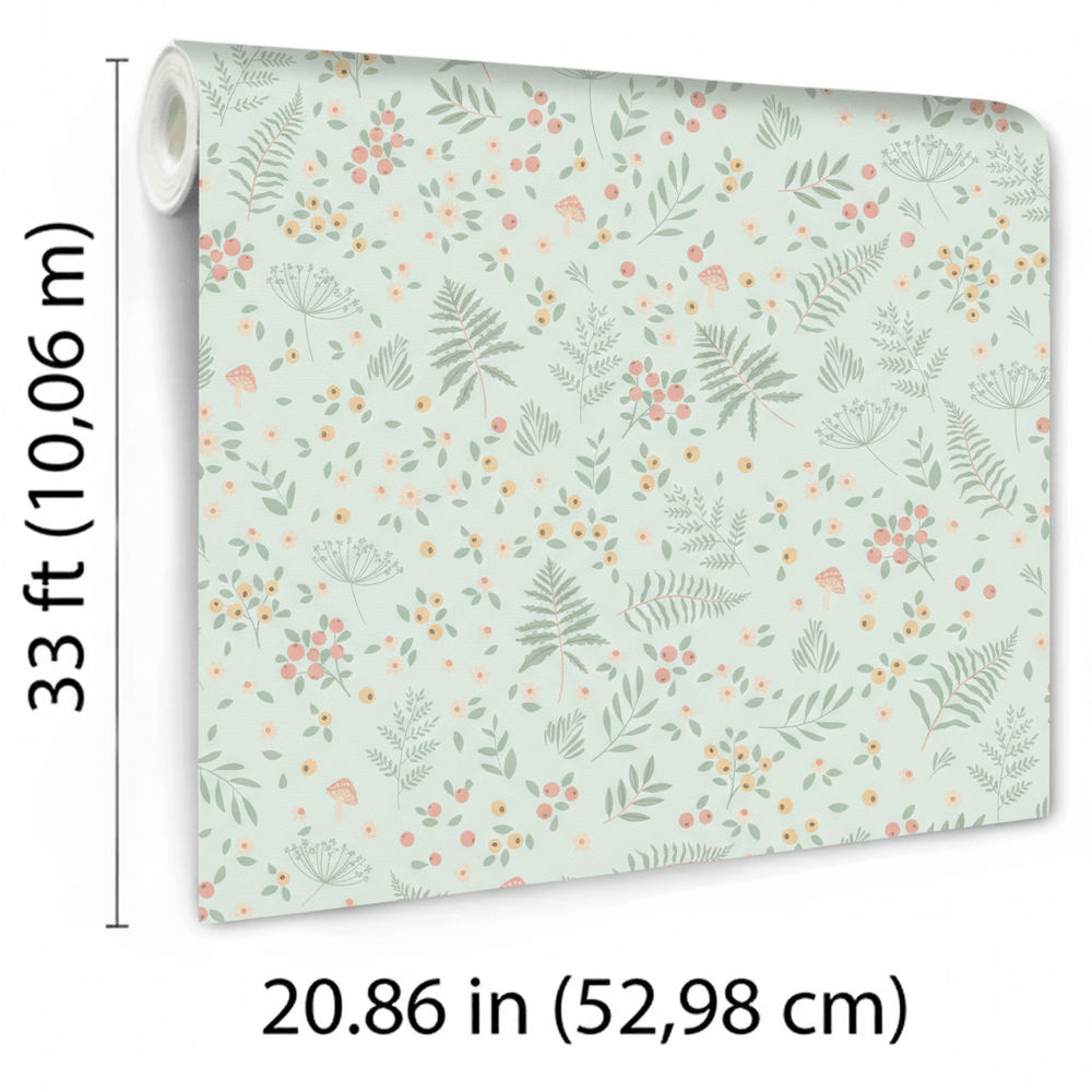 VEER DECOR Bramble & Bloom Green Wallpaper Kids;,Nurseries Kids Rooms, Nurseries Green  Wallpaper - VRSD04-66