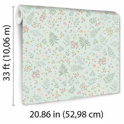 VEER DECOR Bramble & Bloom Green Wallpaper Kids;,Nurseries Kids Rooms, Nurseries Green  Wallpaper - VRSD04-66