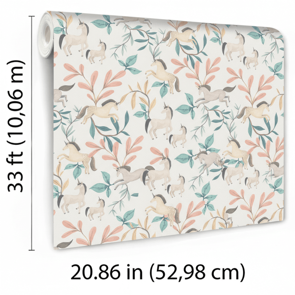 VEER DECOR Enchanted Unicorns Green Wallpaper Kids;,Nurseries Kids Rooms, Nurseries Green  Wallpaper - VRSD04-96