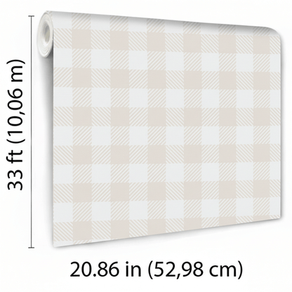 VEER DECOR Heritage Gingham Beige Wallpaper Kids;,Nurseries Kids Rooms, Nurseries Beige  Wallpaper - VRSD07-68
