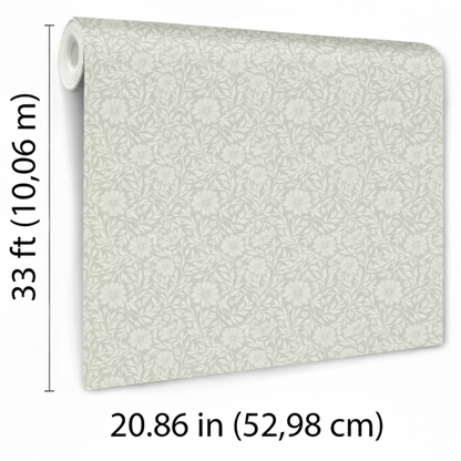 VEER DECOR Heritage Floral Green Wallpaper Kids;,Nurseries Kids Rooms, Nurseries Green  Wallpaper - VRSD14-88