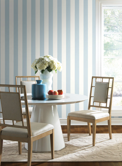 York Wallcoverings Blues II 3" Stripe Blue & White Wallpaper Stripes Stripes Blue & White   - SA9176