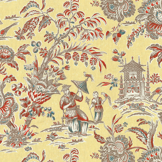 JF Fabrics SAGWA 13 Fabric Traditional,Transitional,Contemporary,Toile Yellow,Gold  Linen,Print,Linen Texture - 5731913 J6931