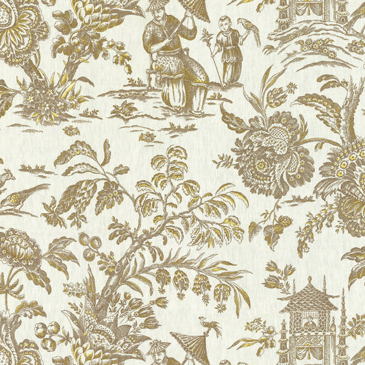 JF Fabrics SAGWA 37 Fabric Traditional,Transitional,Contemporary,Toile Brown  Linen,Print,Linen Texture - 5731937 J6931