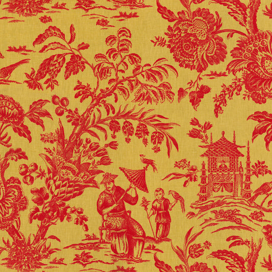 JF Fabrics SAGWA 46 Fabric Traditional,Transitional,Contemporary,Toile Burgundy,Red  Linen,Print,Linen Texture - 5731946 J6931