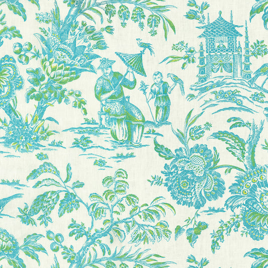 JF Fabrics SAGWA 63 Fabric Traditional,Transitional,Contemporary,Toile Blue  Linen,Print,Linen Texture - 5731963 J6931
