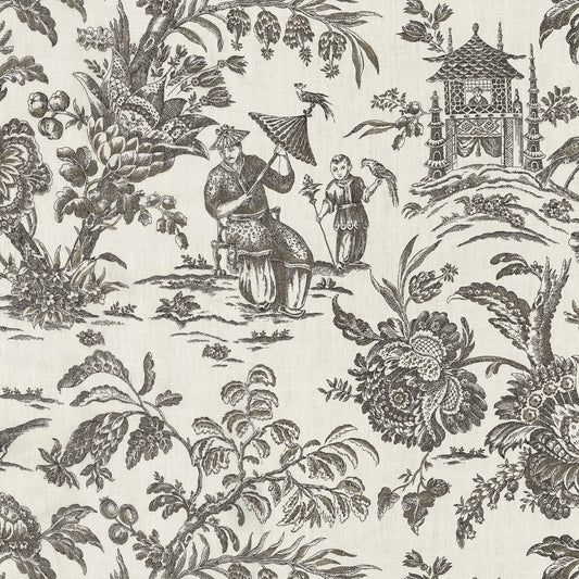 JF Fabrics SAGWA 97 Fabric Traditional,Transitional,Contemporary,Toile Black  Linen,Print,Linen Texture - 5731997 J6931