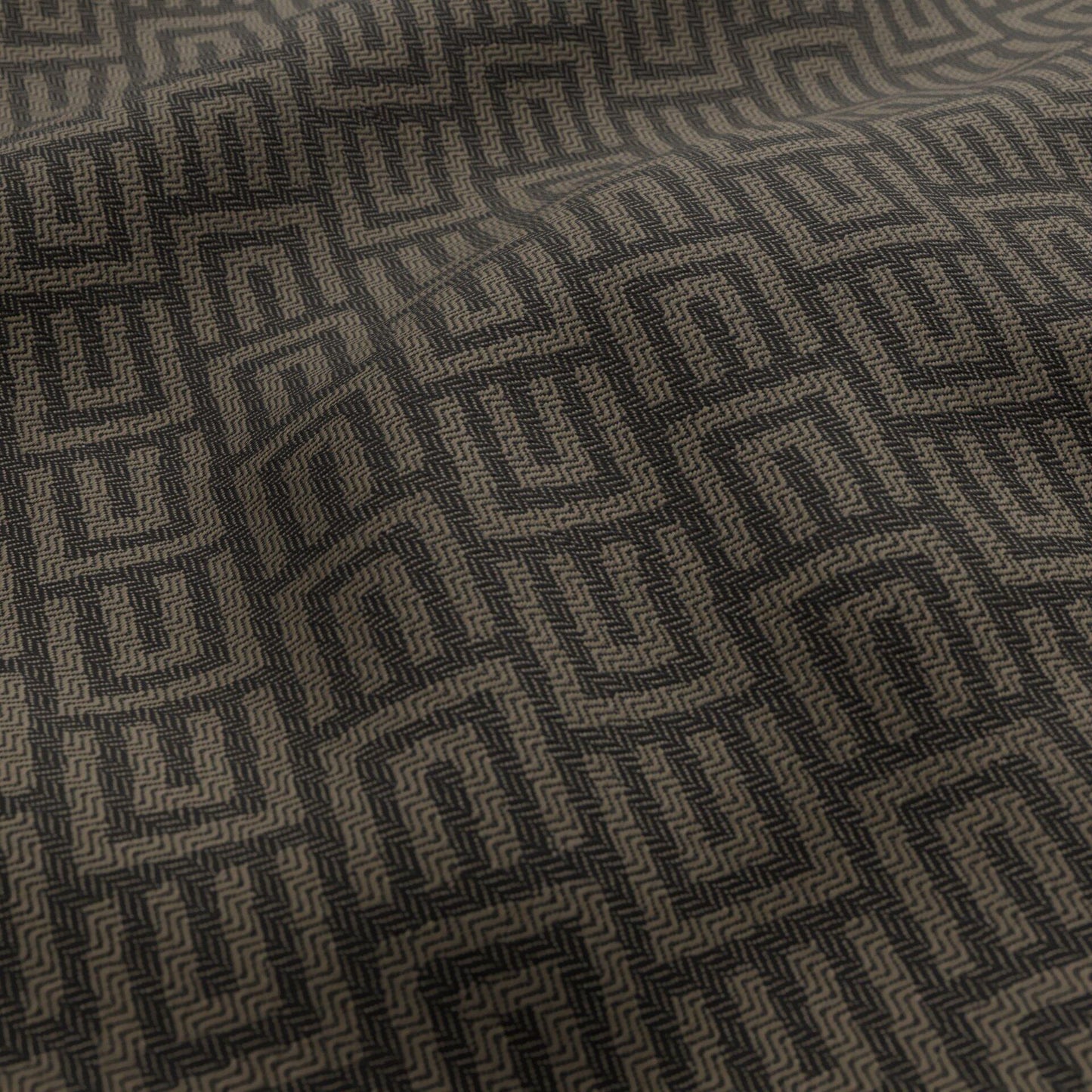 Black and brown geometric outdoor jacquard fabric.