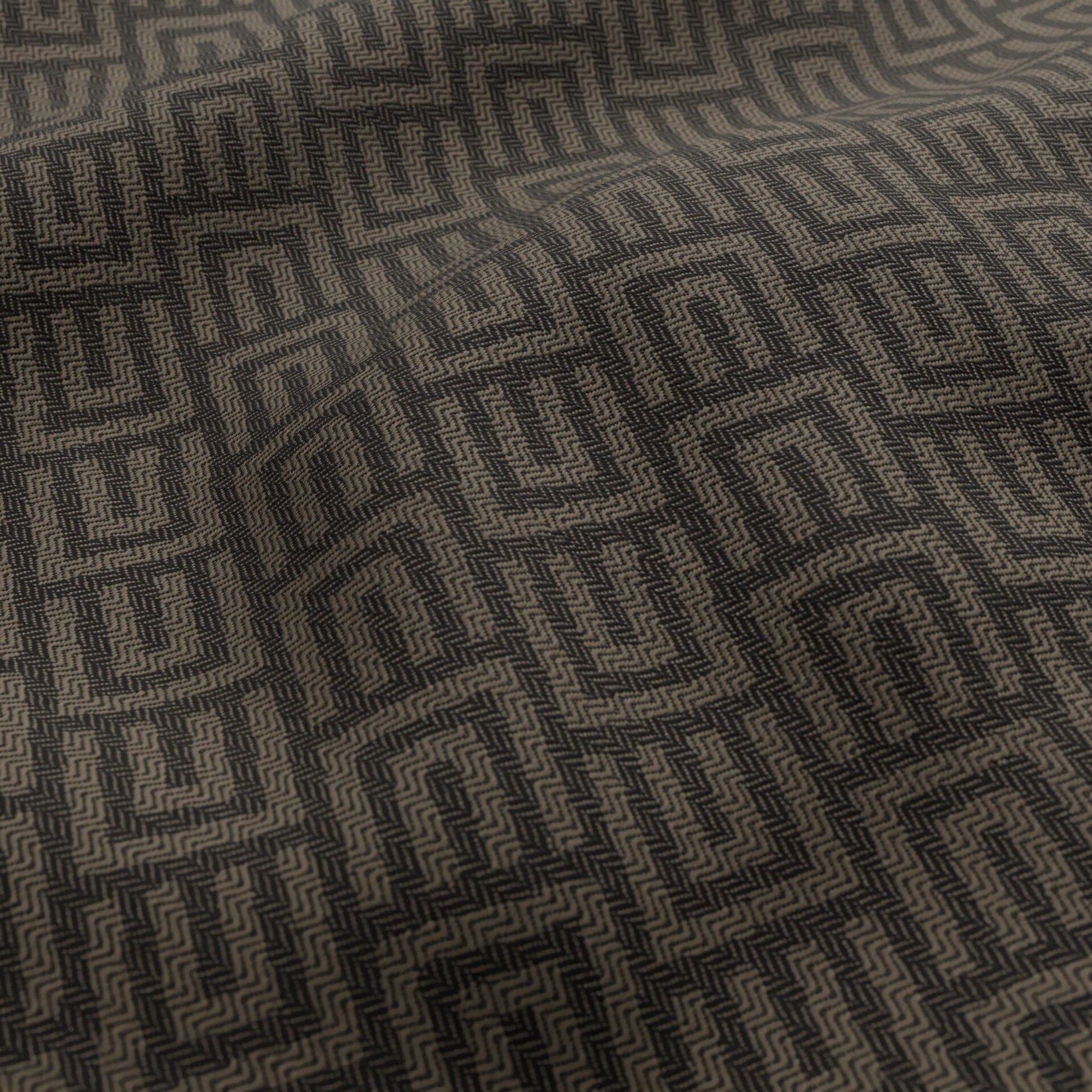 Black and brown geometric outdoor jacquard fabric.