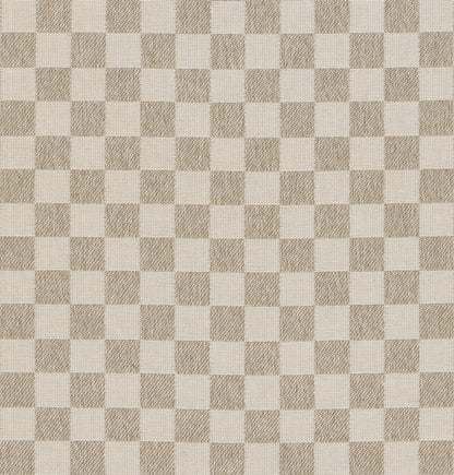 Beige and taupe checkerboard woven fabric texture, versatile upholstery or home décor textile.