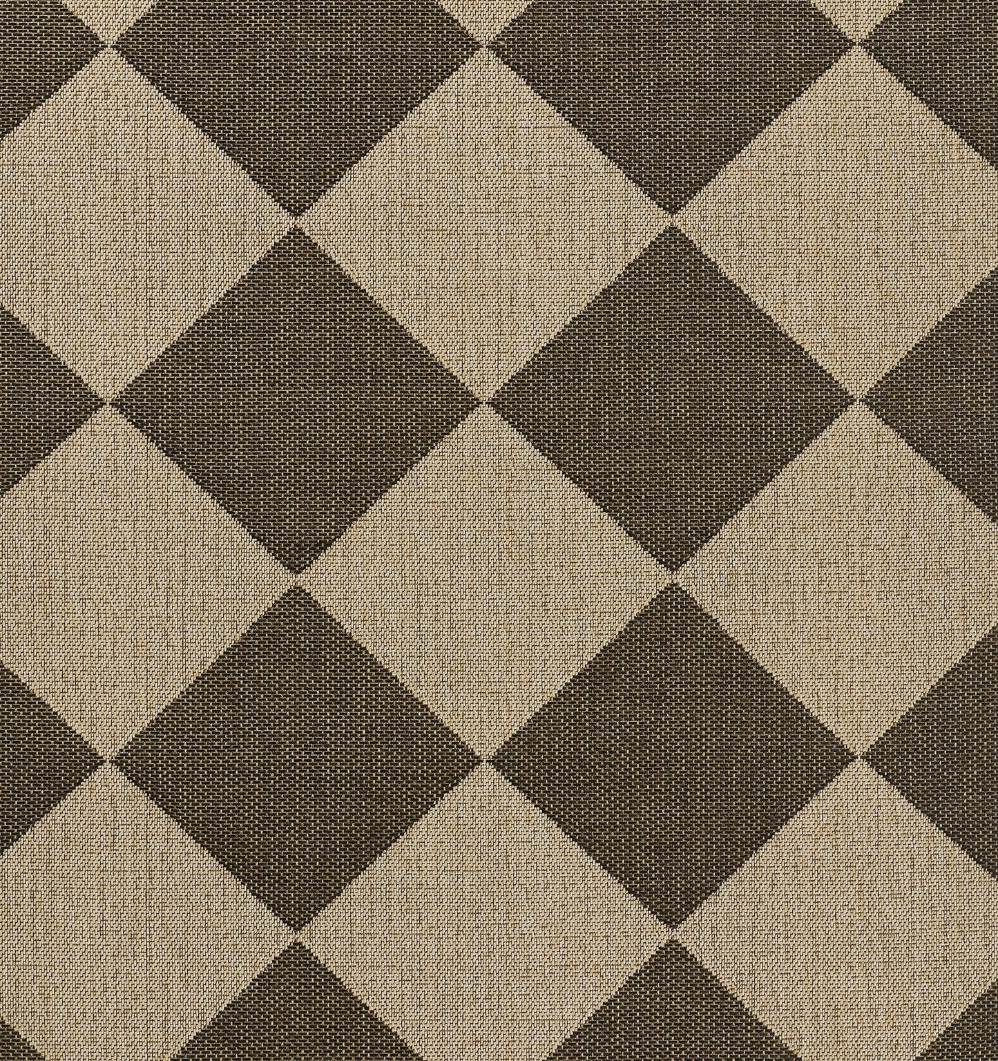 Brown and beige diamond-patterned rug with a woven texture, 3' x 5'.