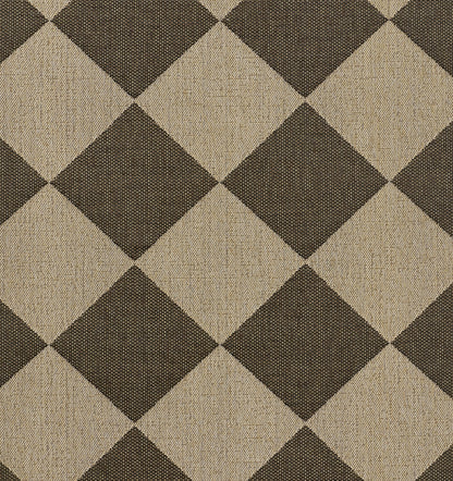 Woven beige and brown diamond pattern fabric with a textured surface; rustic upholstery or rug textile.