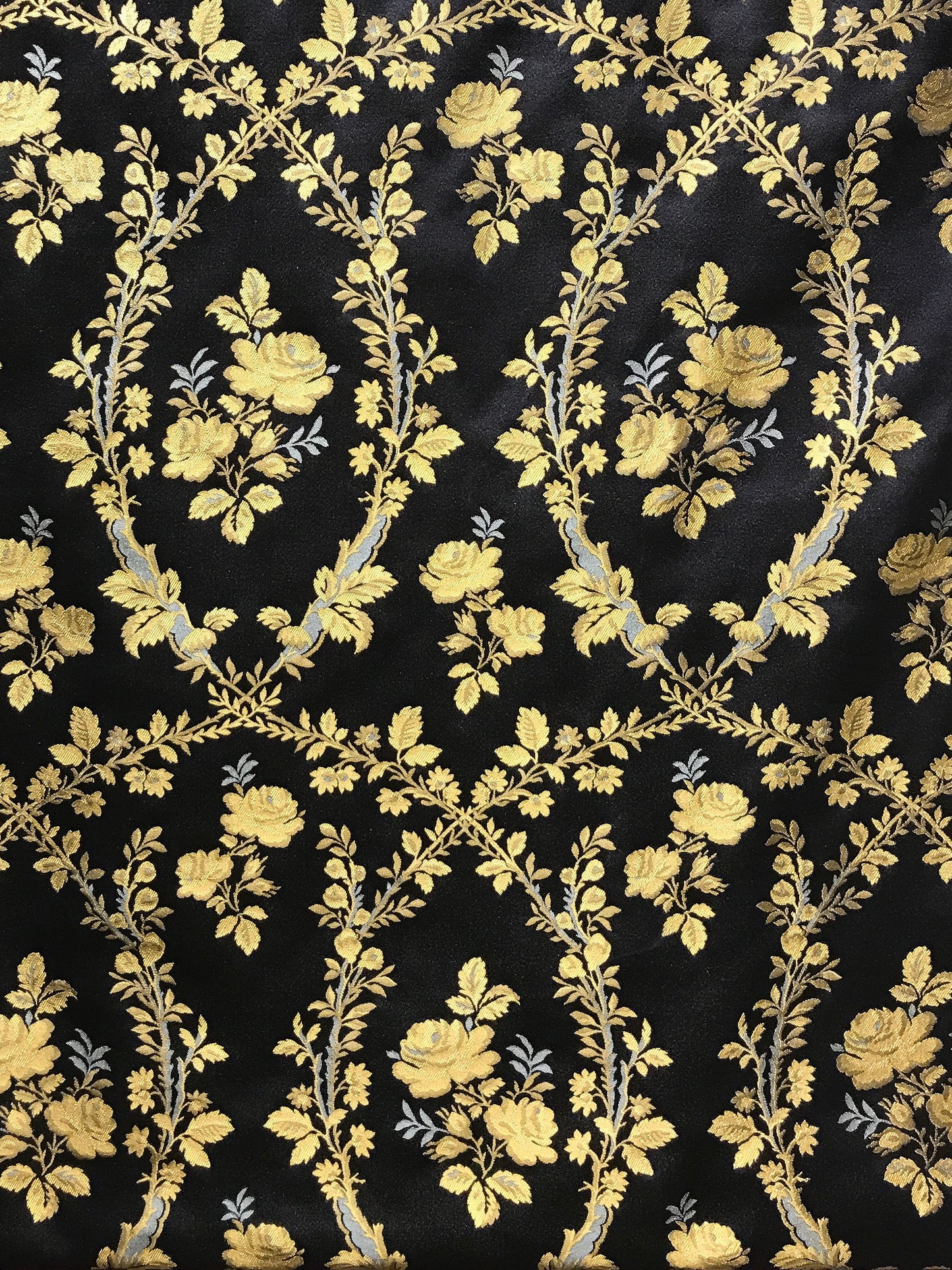 SCALAMANDRE  LAMPAS TORCELLO FABRIC GOLD ON BLACK   - SB 00017801