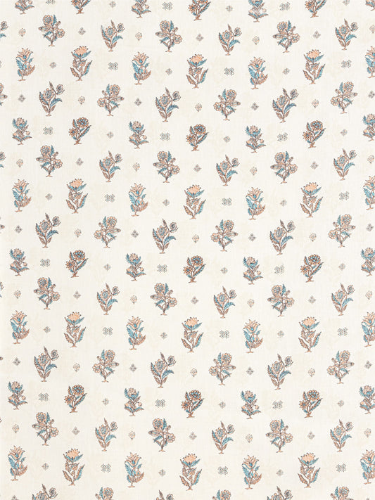 SCALAMANDRE CALICO PRINT   PEACH AQUA   - SC166690001