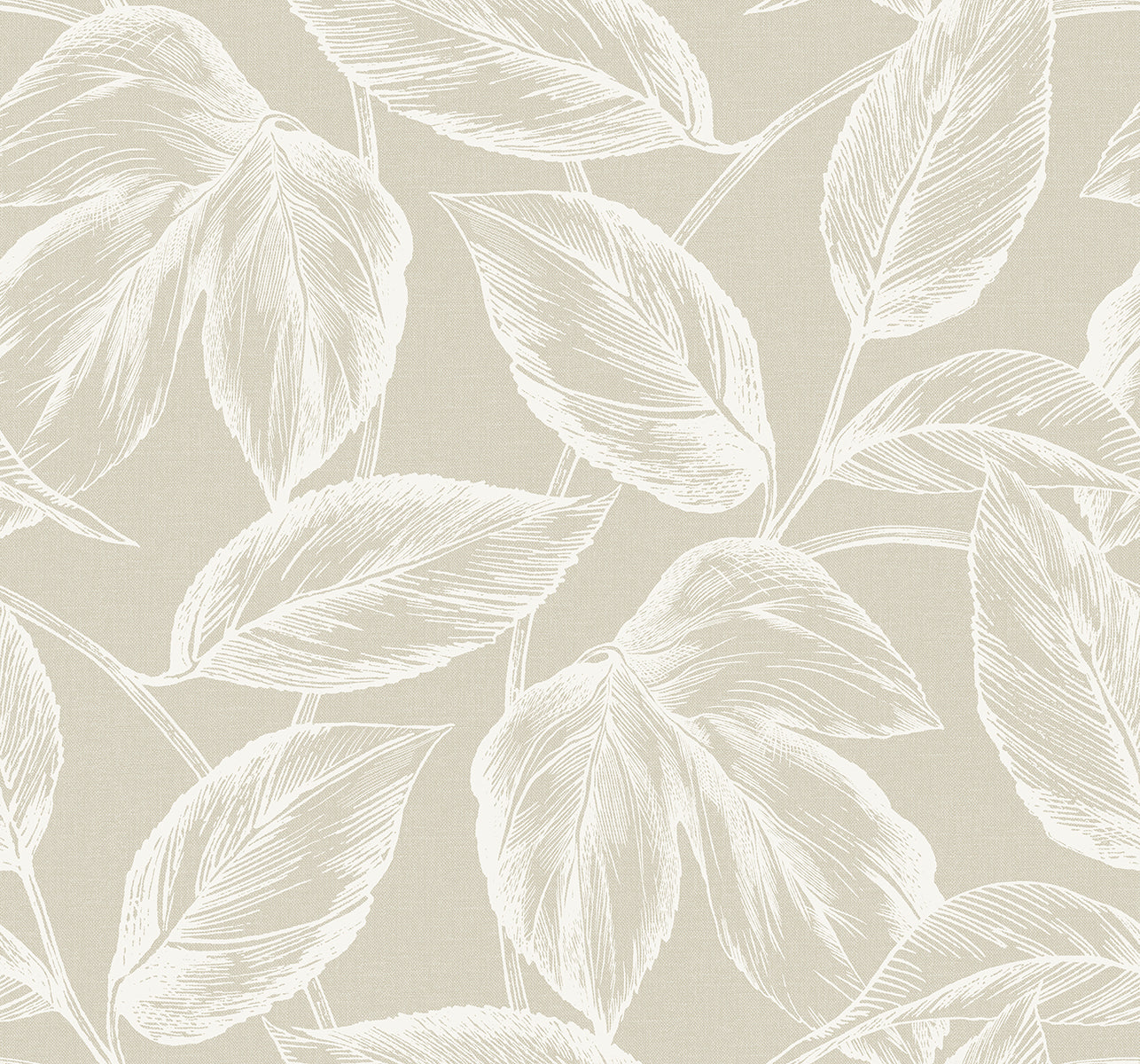 Seabrook Designs Summer House Beckett Sketched Leaves Botanical Coastal Beige Matte Sidewall - SC20005