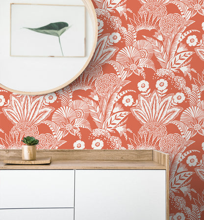 Seabrook Designs Summer House Suvi Palm Grove Botanical Contemporary Orange Matte  - SC20101