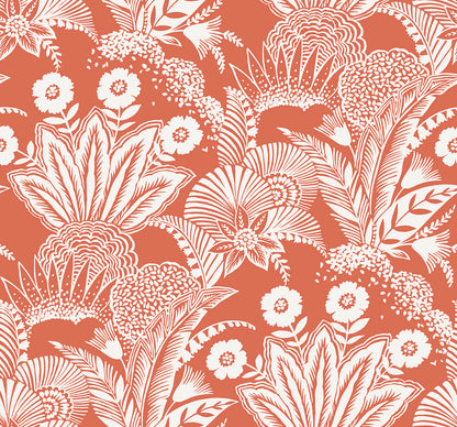 Seabrook Designs Summer House Suvi Palm Grove Botanical Contemporary Orange Matte  - SC20101