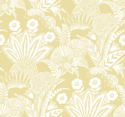 Seabrook Designs Summer House Suvi Palm Grove Botanical Contemporary Yellow Matte  - SC20103