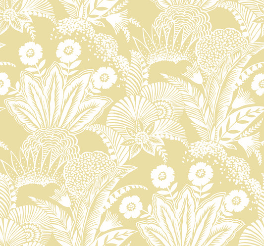 Seabrook Designs Summer House Suvi Palm Grove Botanical Contemporary Yellow Matte Sidewall - SC20103