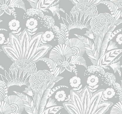 Seabrook Designs Summer House Suvi Palm Grove Botanical Contemporary Grey Matte  - SC20108
