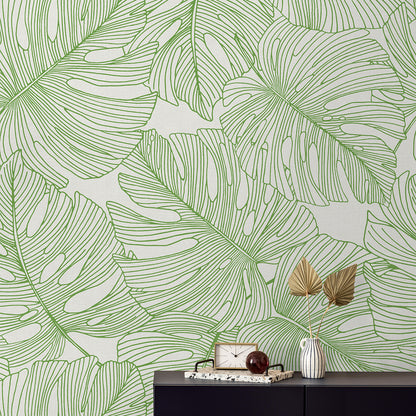 Seabrook Designs Summer House Tarra Monstera Leaf Botanical Tropical Green Matte  - SC20204