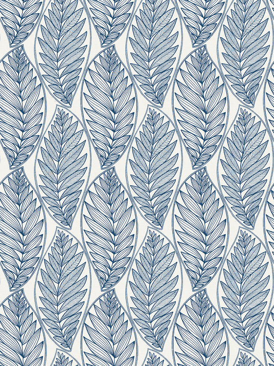 Seabrook Designs Summer House Kira Leaf Husk Botanical Coastal Blue Matte Sidewall - SC20302