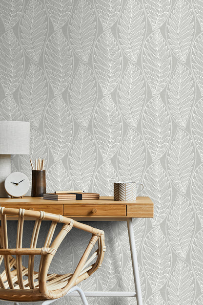 Seabrook Designs Summer House Kira Leaf Husk Botanical Coastal Grey Matte  - SC20308