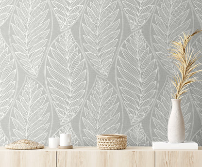 Seabrook Designs Summer House Kira Leaf Husk Botanical Coastal Grey Matte  - SC20308
