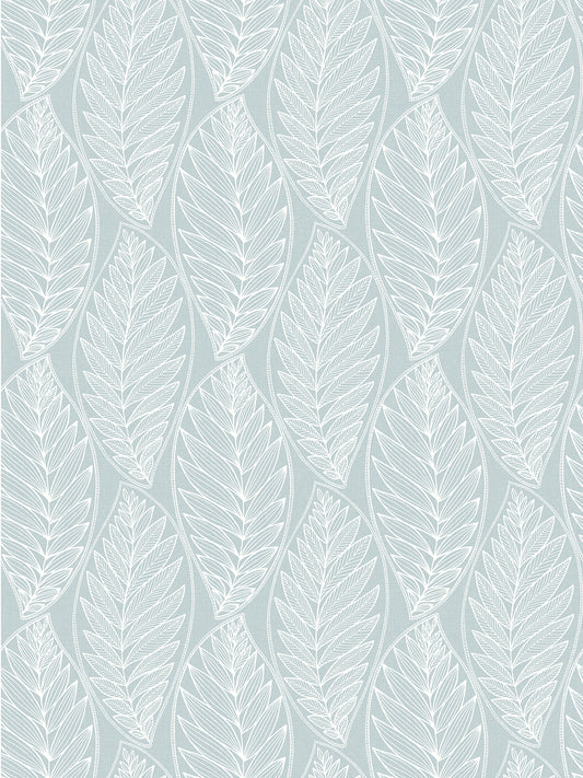 Seabrook Designs Summer House Kira Leaf Husk Botanical Coastal Blue Matte Sidewall - SC20312