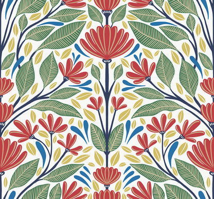 Seabrook Designs Summer House Carmela Folk Floral Floral Contemporary Multi Matte  - SC20601