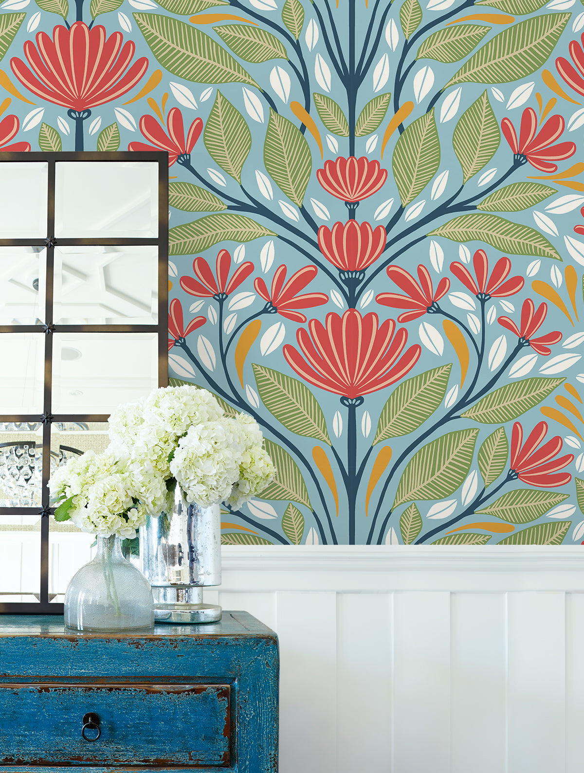 Seabrook Designs Summer House Carmela Folk Floral Floral Contemporary Multi Matte  - SC20604