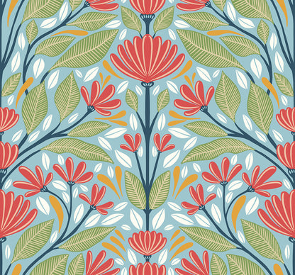 Seabrook Designs Summer House Carmela Folk Floral Floral Contemporary Multi Matte  - SC20604