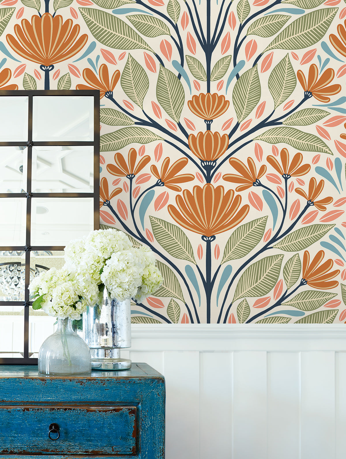Seabrook Designs Summer House Carmela Folk Floral Floral Contemporary Multi Matte  - SC20606