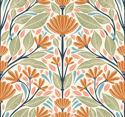 Seabrook Designs Summer House Carmela Folk Floral Floral Contemporary Multi Matte  - SC20606
