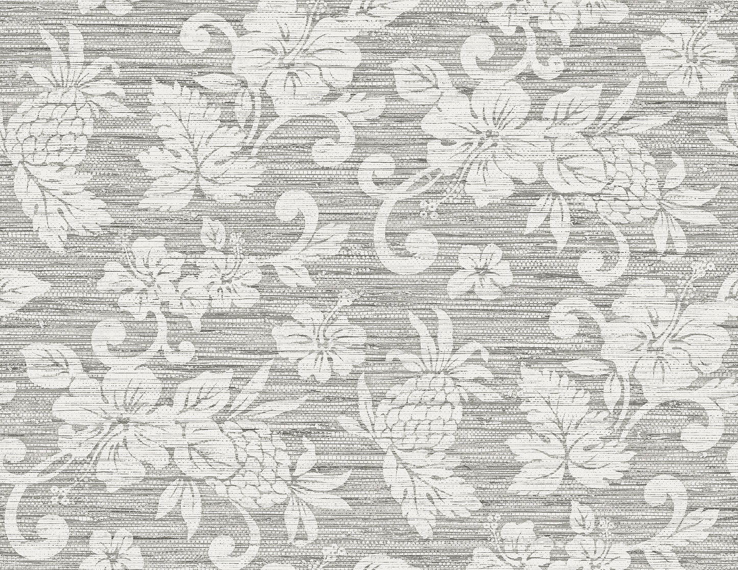 Seabrook Designs Summer House Juno Island Floral Floral Coastal Grey Matte Sidewall - SC20808