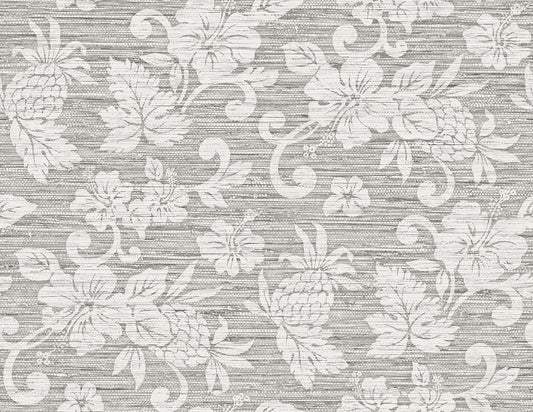 Seabrook Designs Summer House Juno Island Floral Floral Coastal Grey Matte Sidewall - SC20808