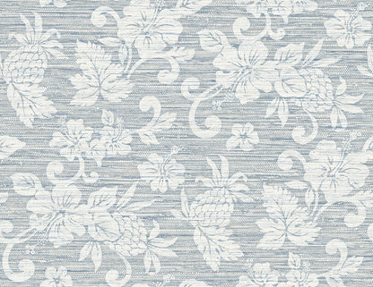 Seabrook Designs Summer House Juno Island Floral Floral Coastal Blue Matte  - SC20812