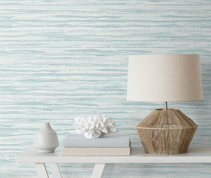 Seabrook Designs Summer House Skye Wave Stringcloth Sisal Coastal Blue Matte  - SC21102