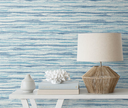 Seabrook Designs Summer House Skye Wave Stringcloth Sisal Coastal Blue Matte  - SC21122