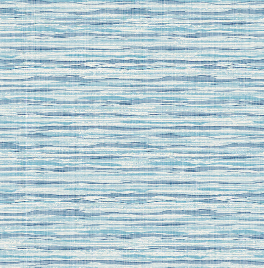 Seabrook Designs Summer House Skye Wave Stringcloth Sisal Coastal Blue Matte Sidewall - SC21122