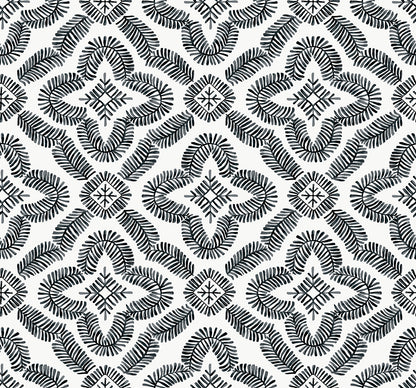 Seabrook Designs Summer House Talia Botanical Medallion Geometric Contemporary Black Matte  - SC21300