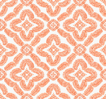 Seabrook Designs Summer House Talia Botanical Medallion Geometric Contemporary Orange Matte  - SC21301