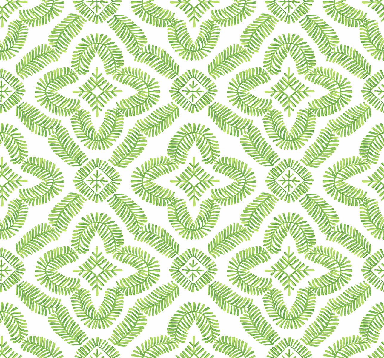 Seabrook Designs Summer House Talia Botanical Medallion Geometric Contemporary Green Matte Sidewall - SC21304