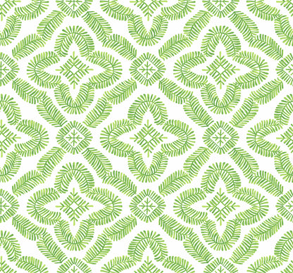 Seabrook Designs Summer House Talia Botanical Medallion Geometric Contemporary Green Matte  - SC21304
